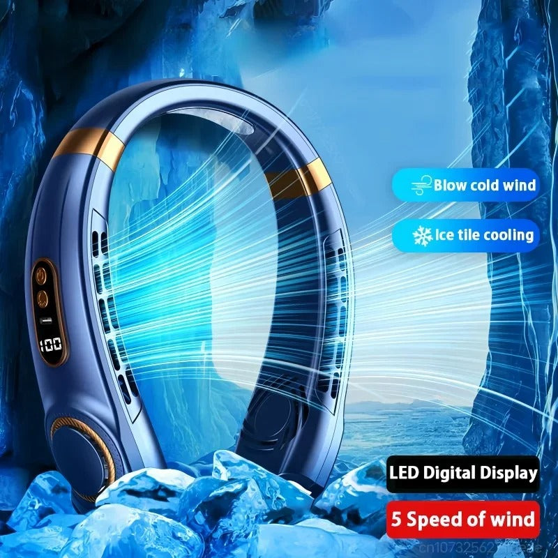 Portable Neck Fan,Hands Free Bladeless Fan with LED 4 Cooling Plate,Personal Fan