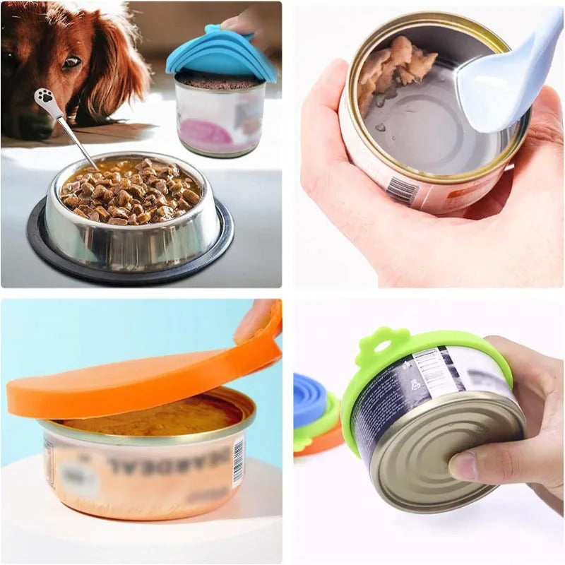 A set Reusable Pet Food Can Cover Portable