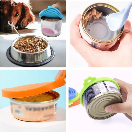 A set Reusable Pet Food Can Cover Portable