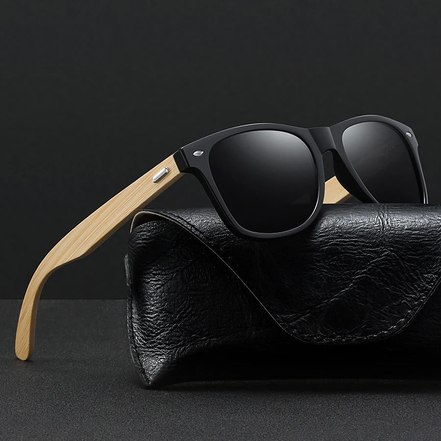 Fashion Bamboo Wood Vintage Square Sunglasses