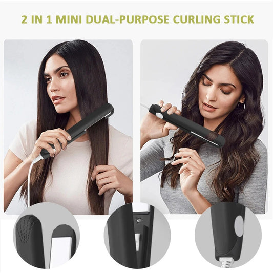 Mini Splint Flat Iron Hair Straightener Curling Wand Curly