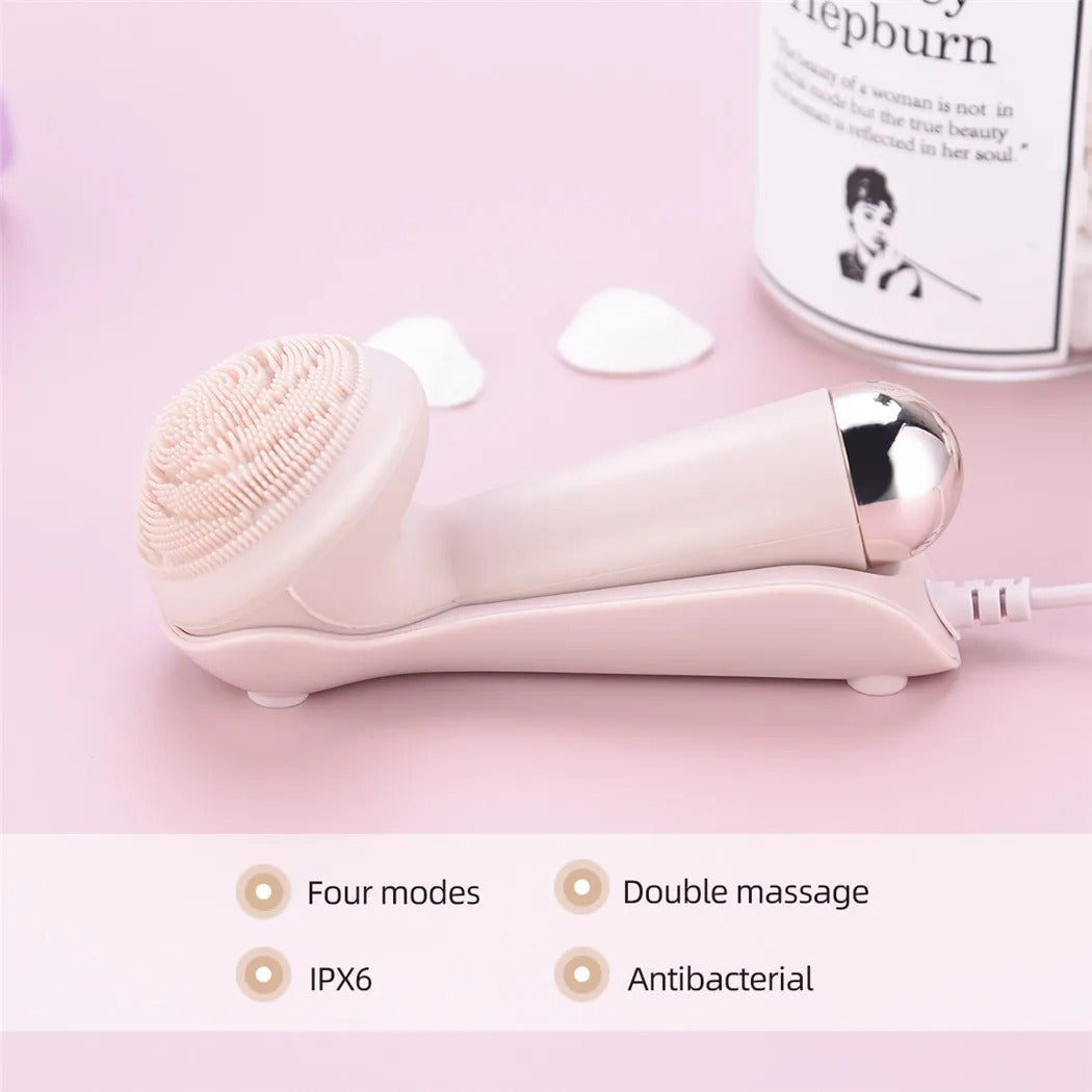 Electric Silicone Facial Brush Cleaner Vibration Roller Massage