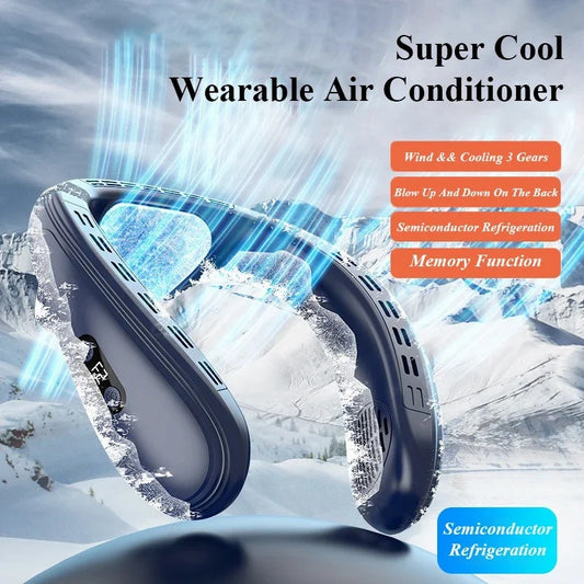 2024 New Neck Air Conditioner Portable Neck Fan Rechargeable Semiconductor Cooling