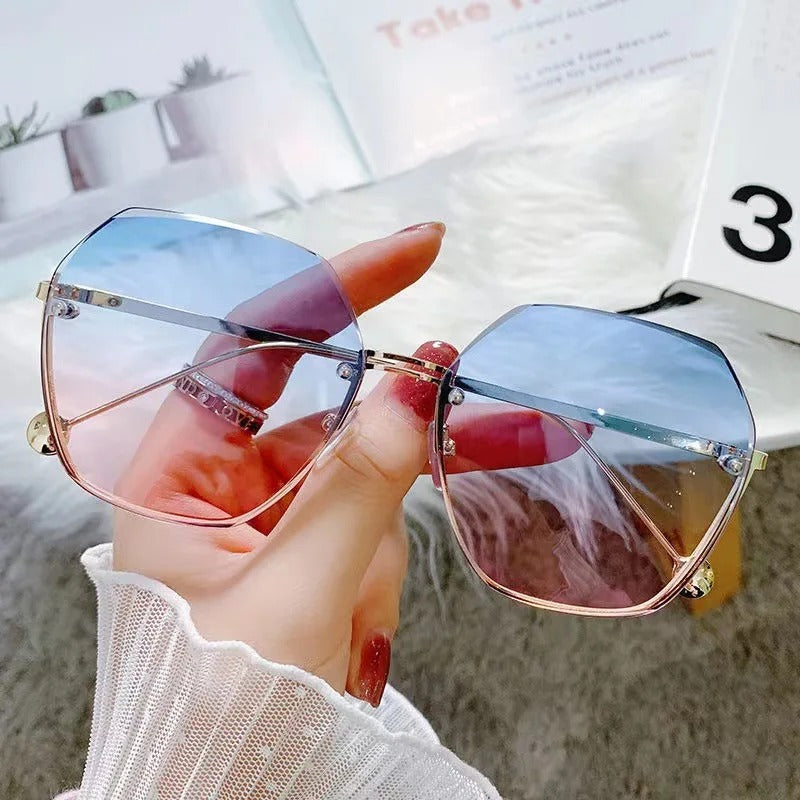 Fashion New Polygonal Metal Sunglasses Retro Ladies