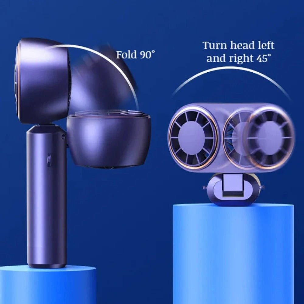 Handheld Personal Fan Compact Rechargeable Dual Fan Cooler Rechargeable