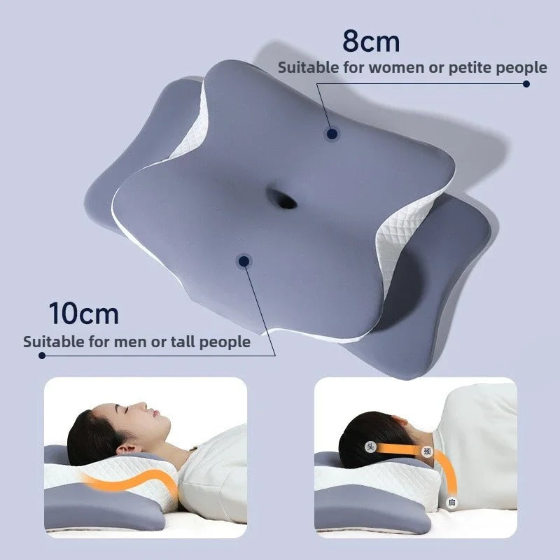 Comfortable High-Low Ergonomic Shaped Pillow with Butterfly Memory