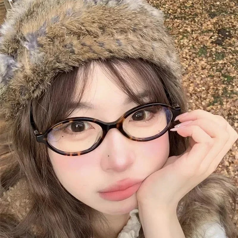 Retro Oval Frame Anti-Blue Light Glasses Sweet Cool Girls