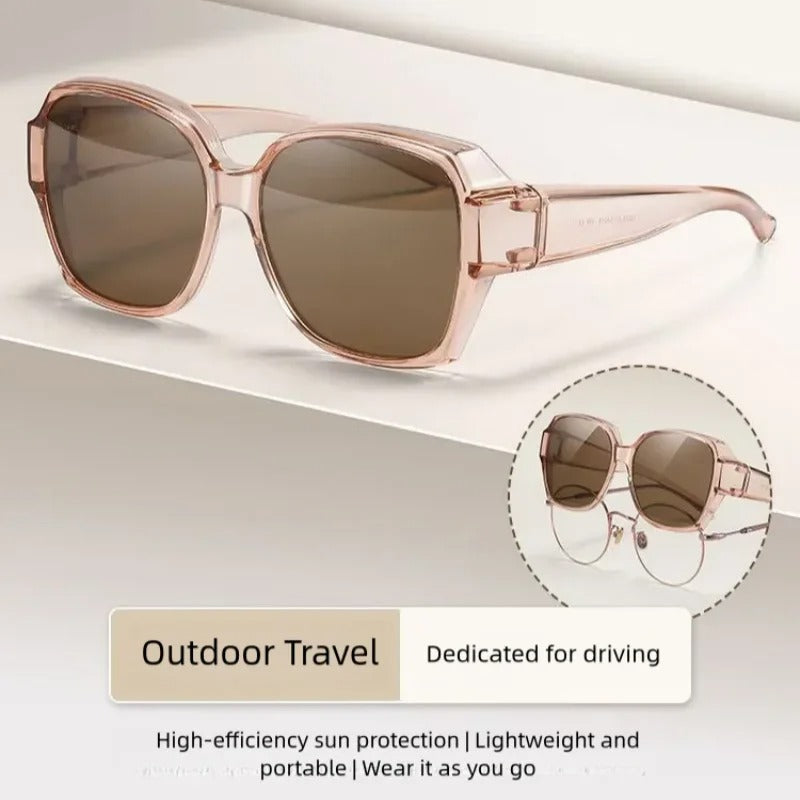 Women Vintage  Sunglasses Over Myopia Prescription