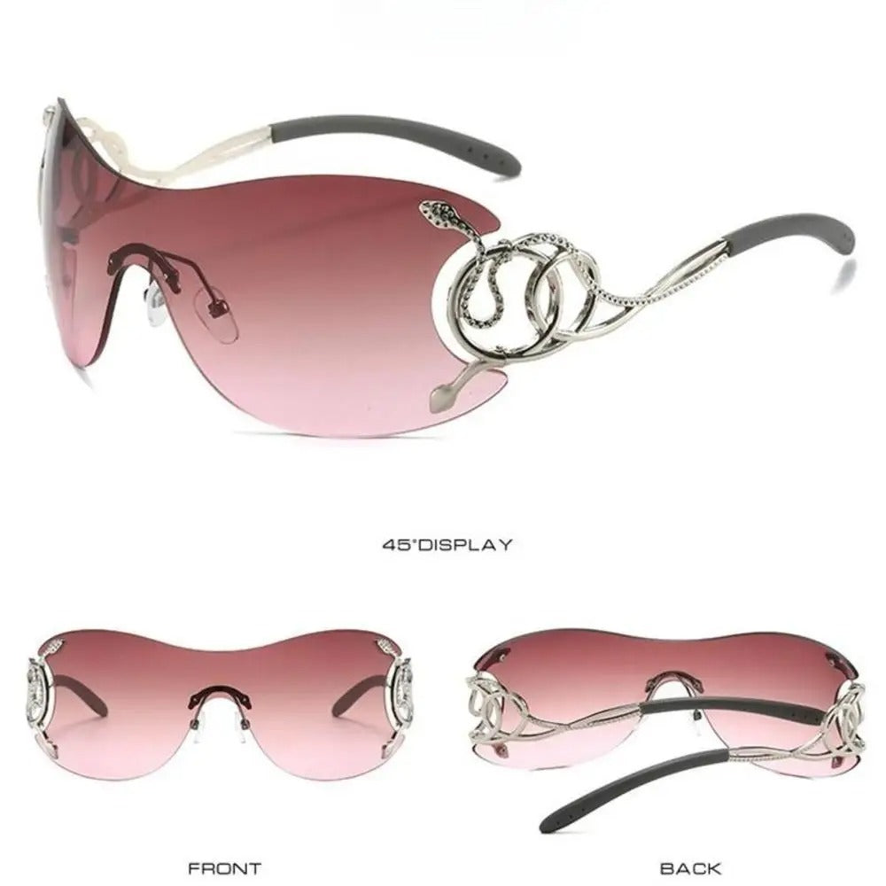 Rimless Sunglasses Women Stylish Gradient Lens