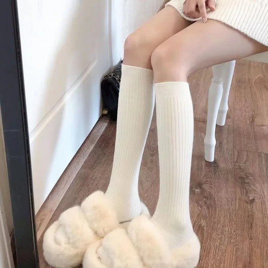 Autumn And Winter Women's Knitted Socks Solid Color