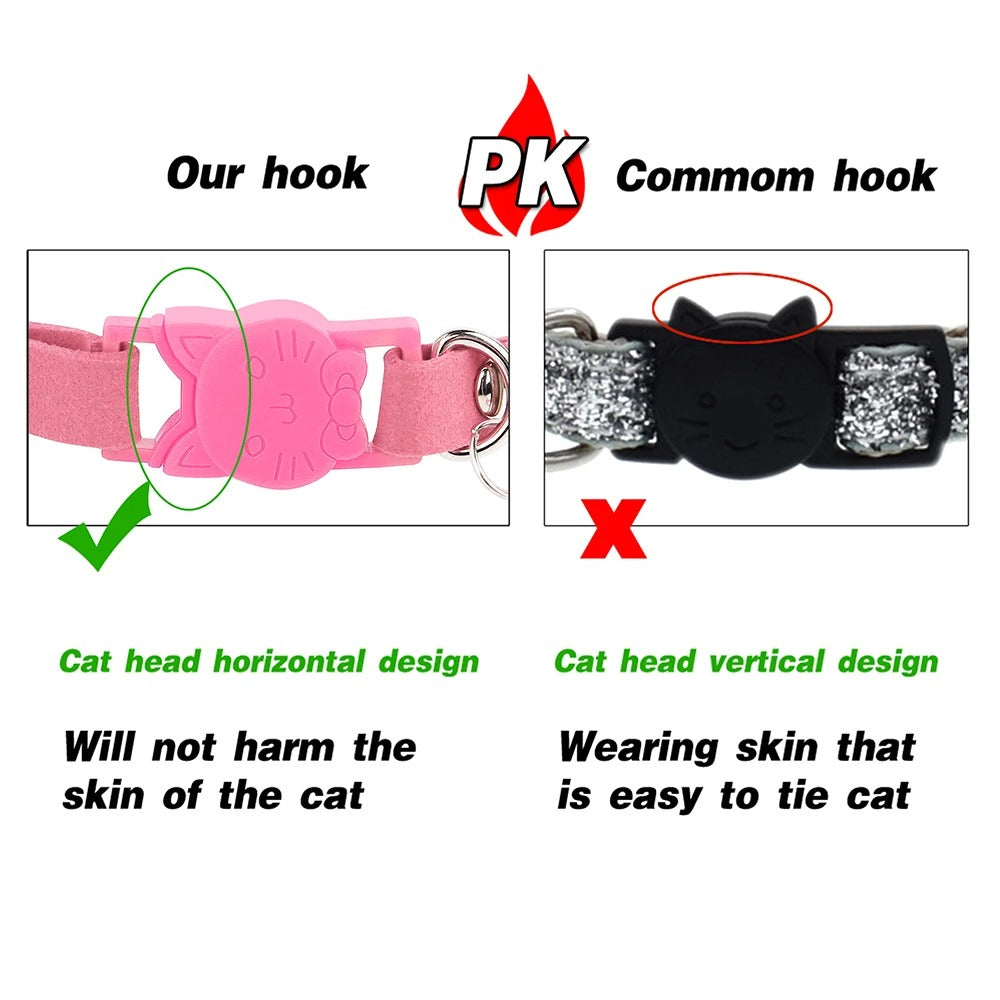 Soft Suede Leather Cat Collar Bling Rhinestone Cats Collars