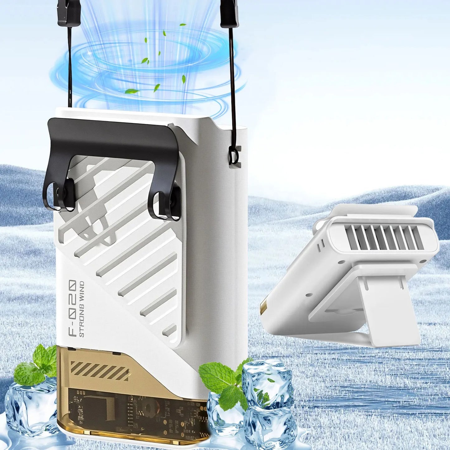 Portable Waist Fan with Belt Clip Light Mute Five Hole New Neck Hanging Fan