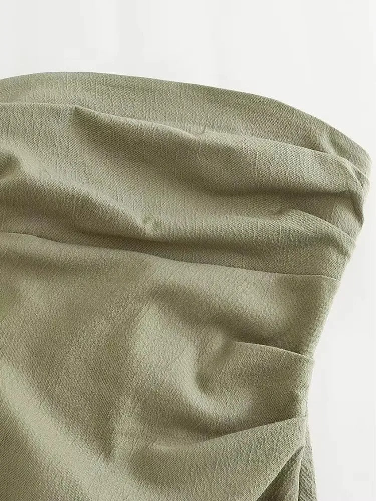 Tube Top Pleated Women Dresses Sexy Sleeveless Backless