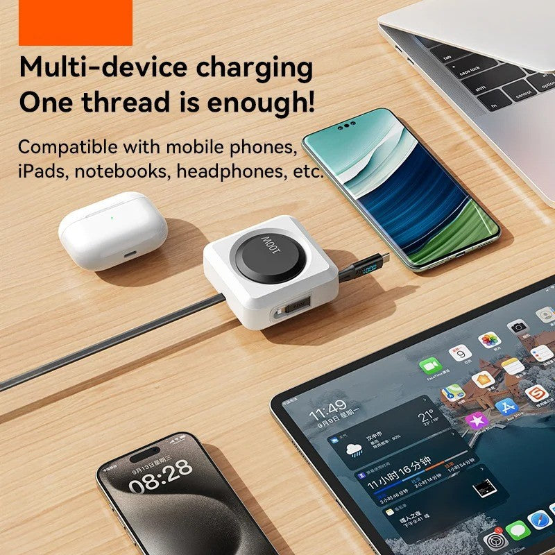 Digital Display PD 100W C to C Retractable Cable USB to Type C For iPhone 16