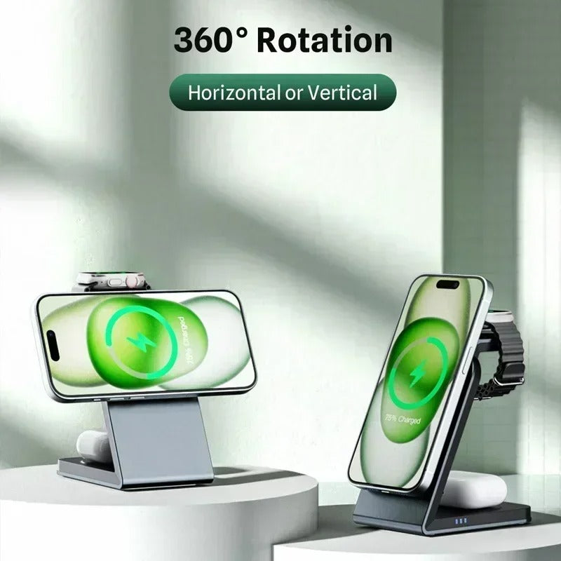 3 in 1 Magnetic Wireless Charging Station  Charger Stand for iPhone