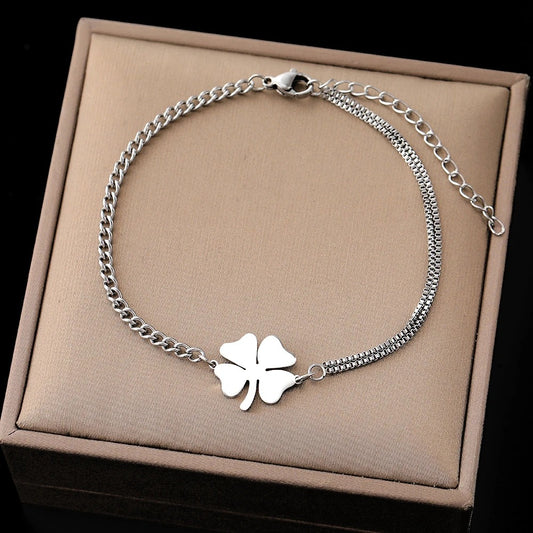 Stainless Steel Bracelets Classic Lucky Clovers