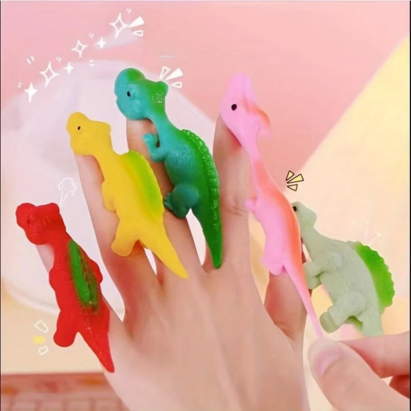 10pcs Dinosaur Finger Catapult Decompression Toy TPR Turkey Finger