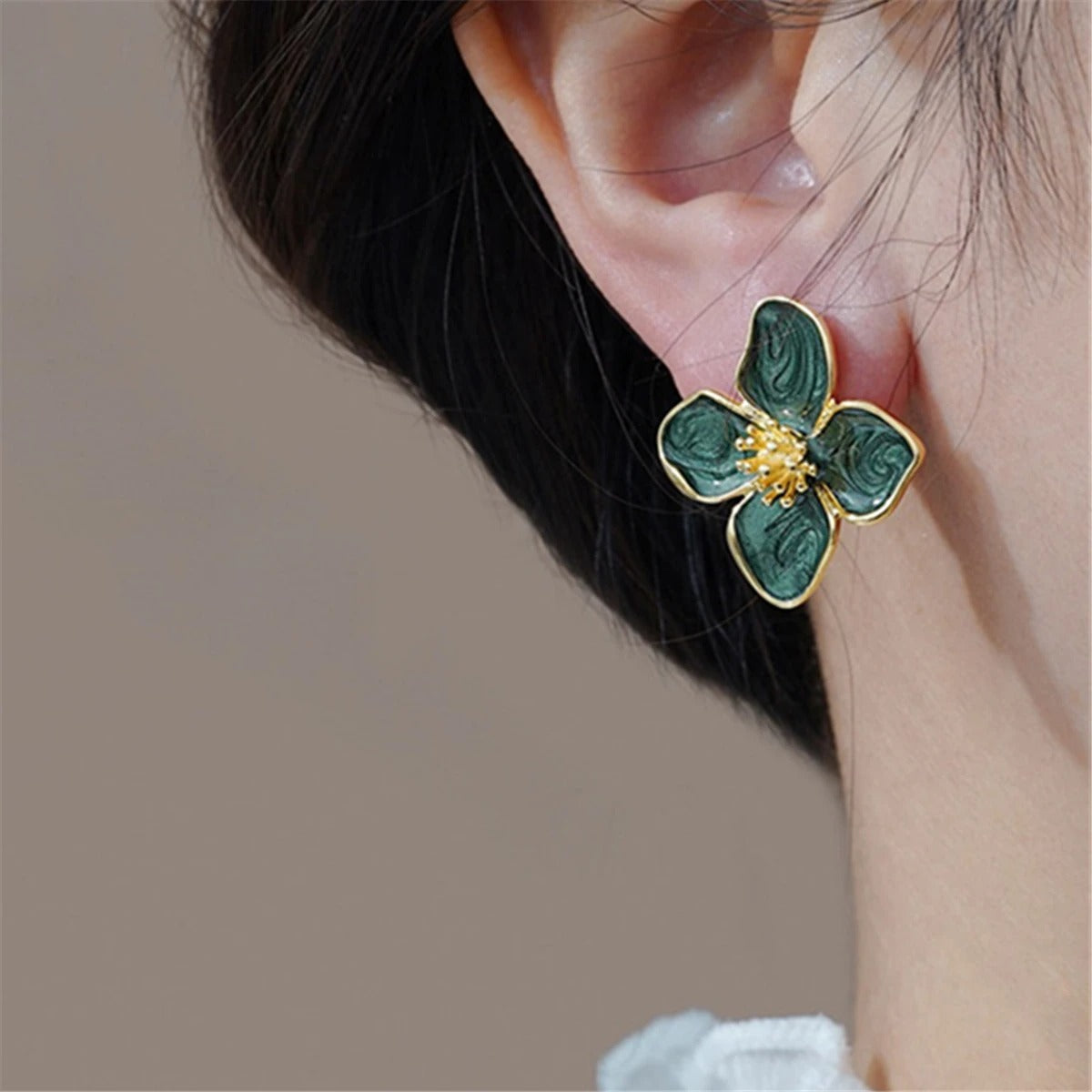 Flower Stud Earrings for Women Girl French Ins Vintage