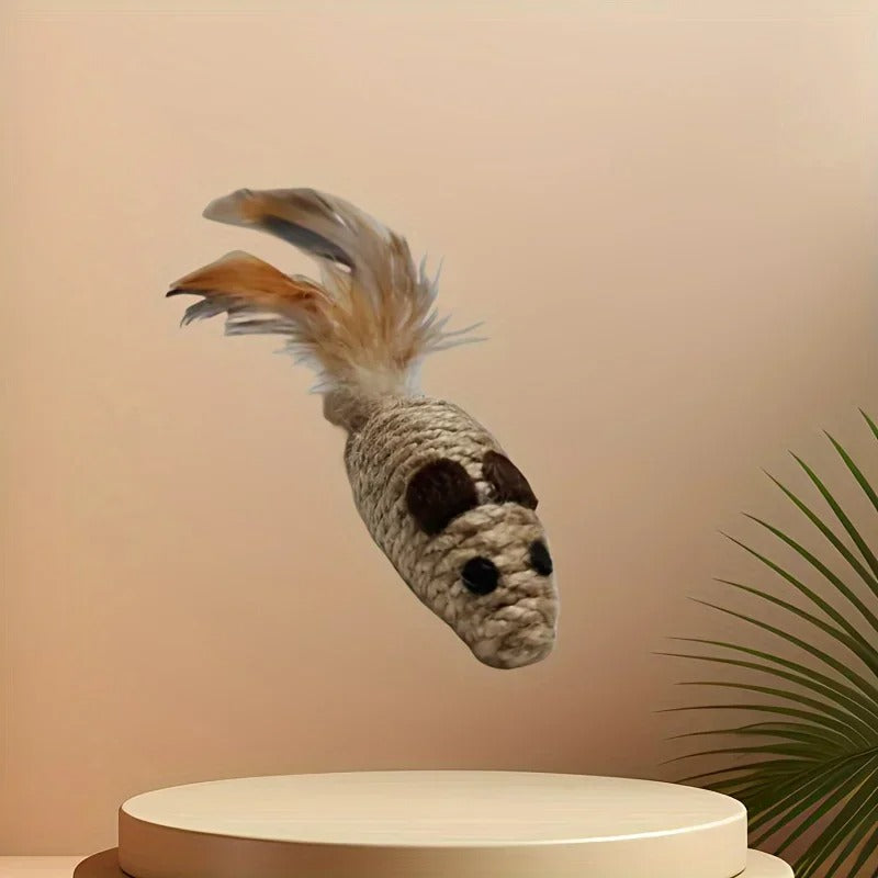 4pcs Sisal False Mouse Cat Toy Mouse Teasing Bite Toy Interactive
