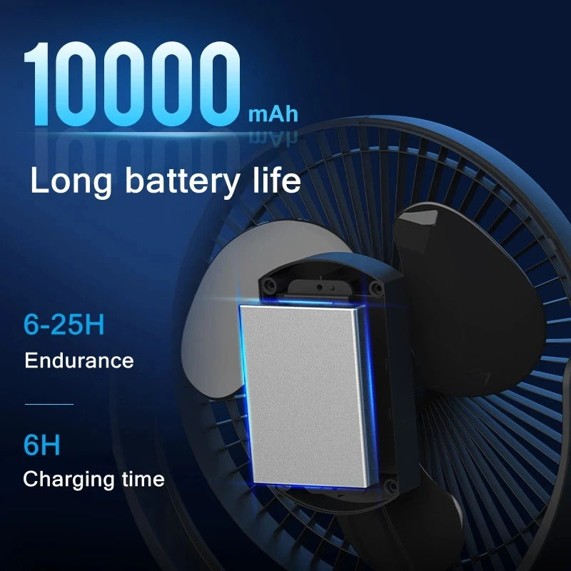 USB Charging Home Room Table Wireless Electric Fan 10000mAh Battery Outdoo