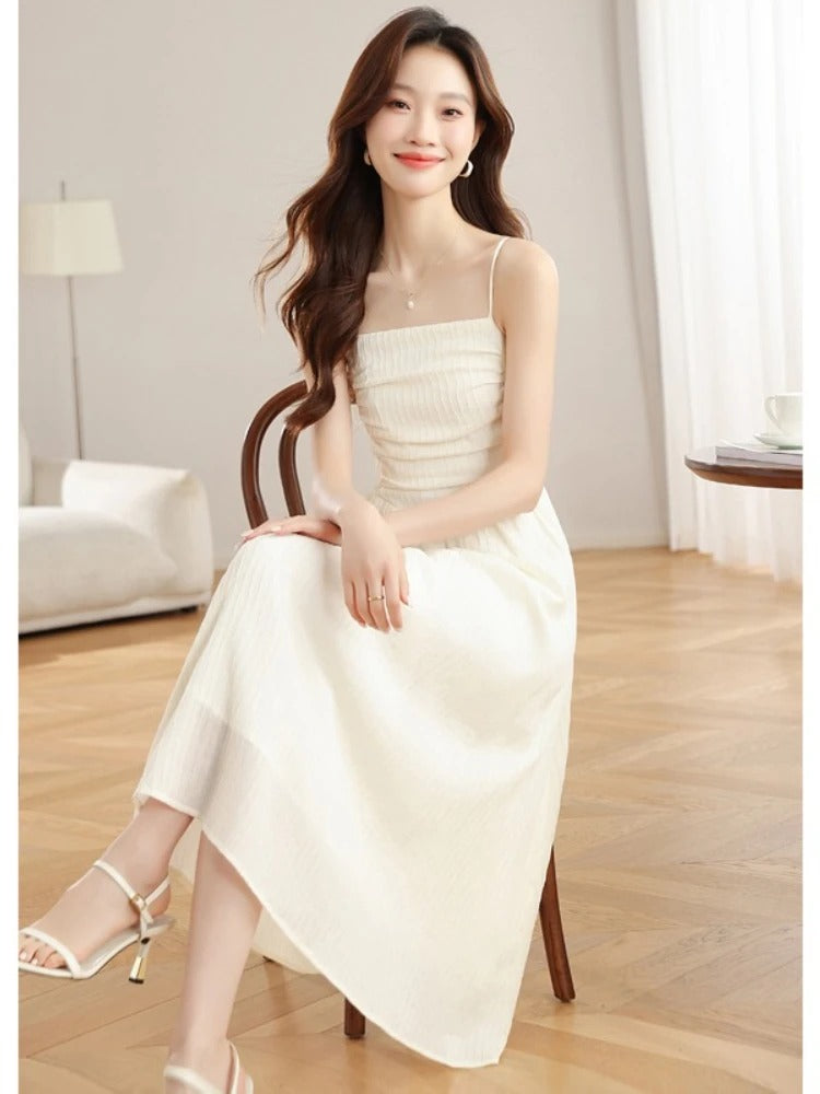 Spring Summer sling Dress Women Midi Dresses Female Sleeveless