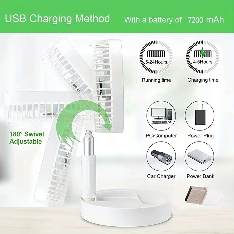Retractable Fan USB Charging Folding Portable Mini Electric Fan Dormitory Outdoor