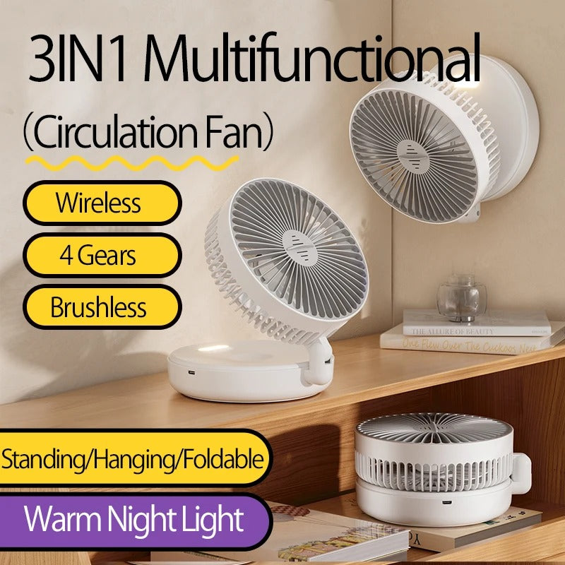 2024 New 5000mAh Rechargeable 3IN1 Multifunctional Portable Fan Wall Mounted Fan
