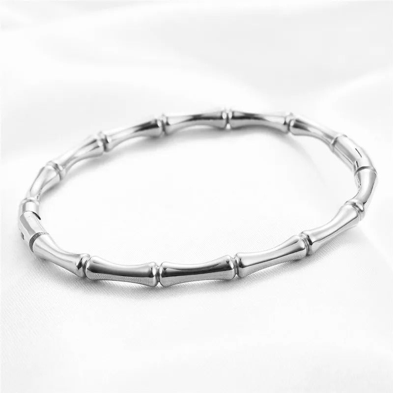 Stainless Steel Bamboo Cuff Bracelets Bangles for Woman