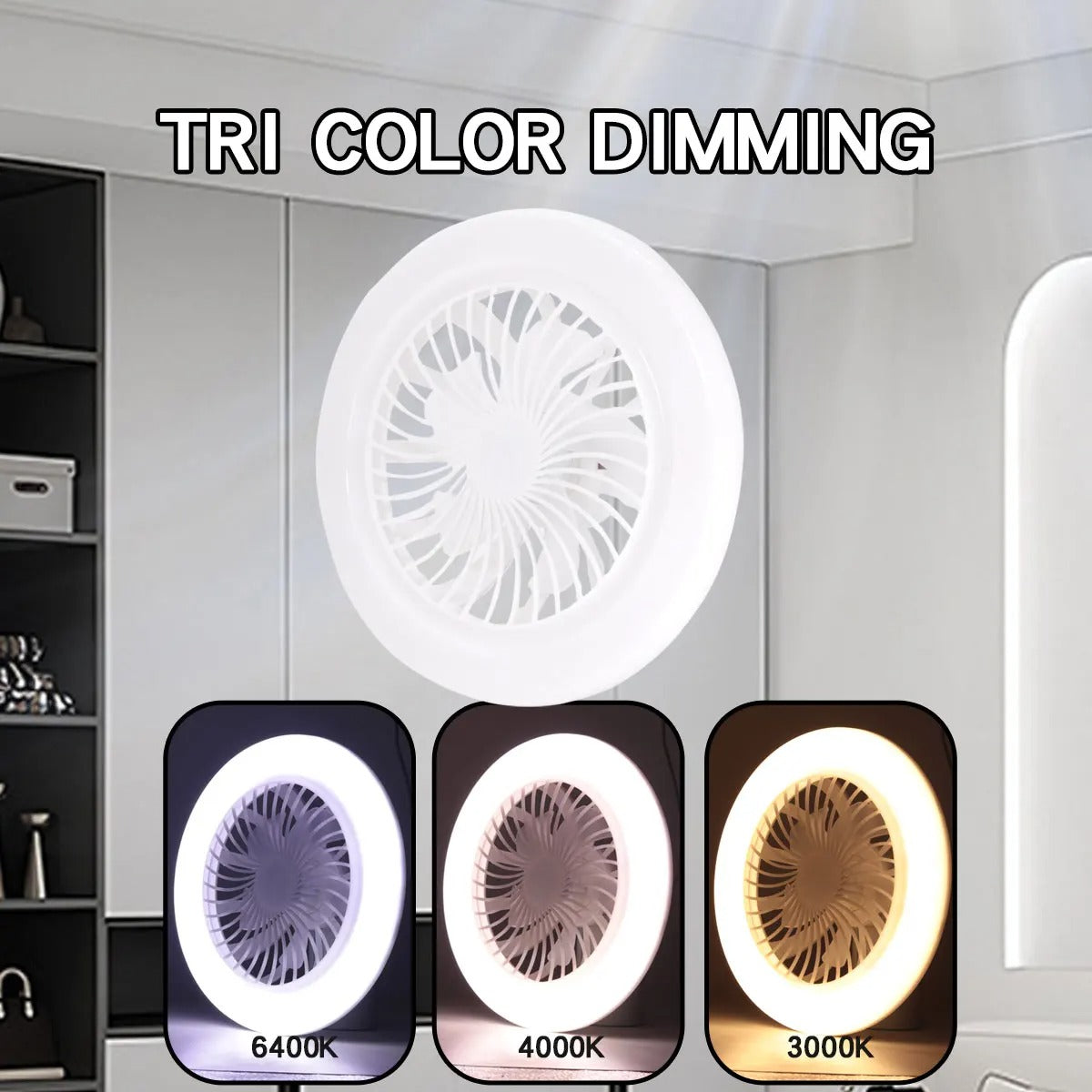 LED Ceiling Fan Light E27 With Remote Control Dimming 3-speed Ddjustable Wind