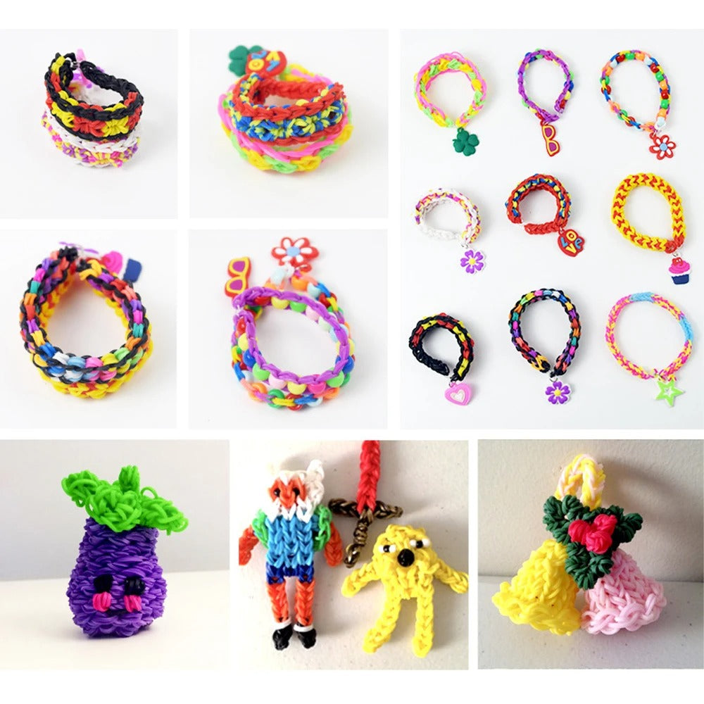 1400PCS Colorful Loom Bands Set DIY Rainbow Bracelet Making Kit
