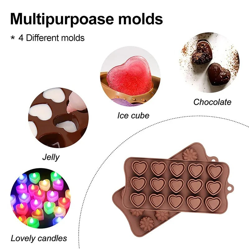 4 Pack Chocolate Flower Molds Reusable Silicone Cake Chocolate