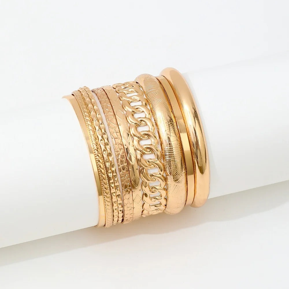 10pcs/set Metal Bangles Set For Women