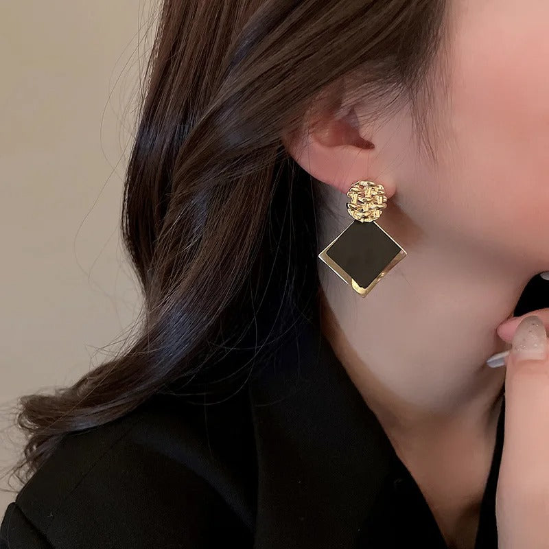 Square Metal Sequin Earrings for Women