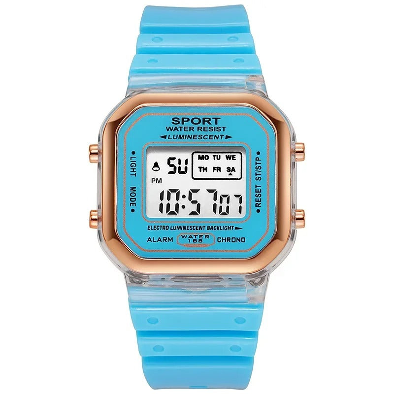 Fashion Brand Student Transparent Electronic Watch