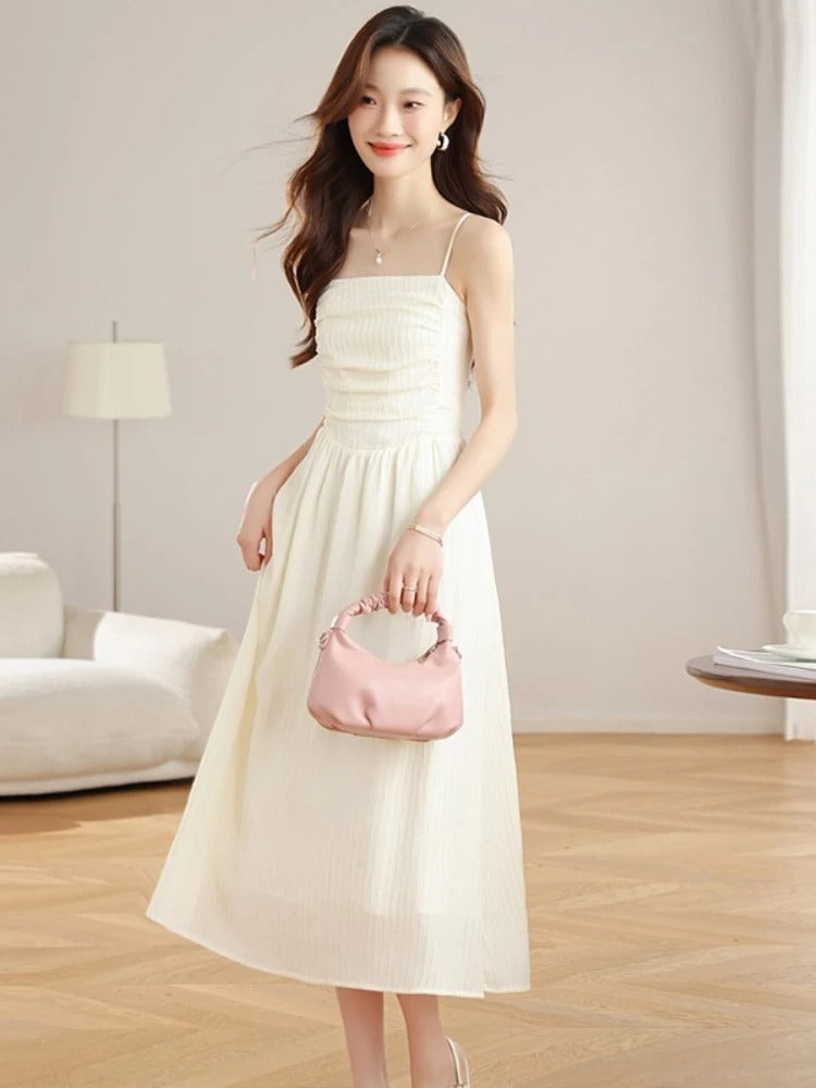 Spring Summer sling Dress Women Midi Dresses Female Sleeveless