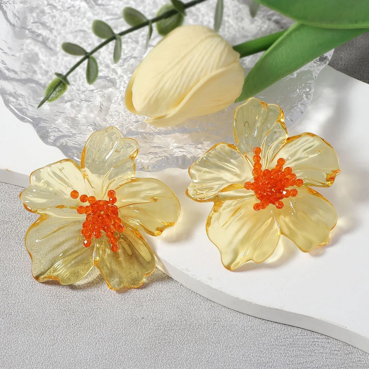 Trendy Colorful Resin Flower Earrings Women