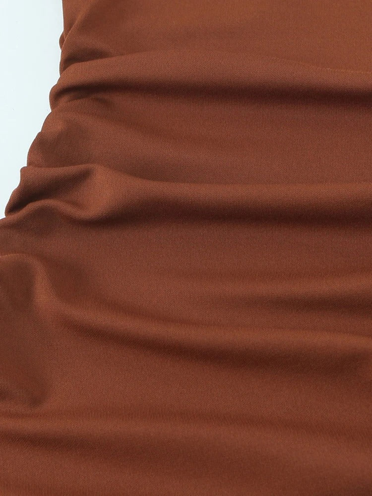 Women Fashion Long Asymmetric Gathered Dress One Shoulder