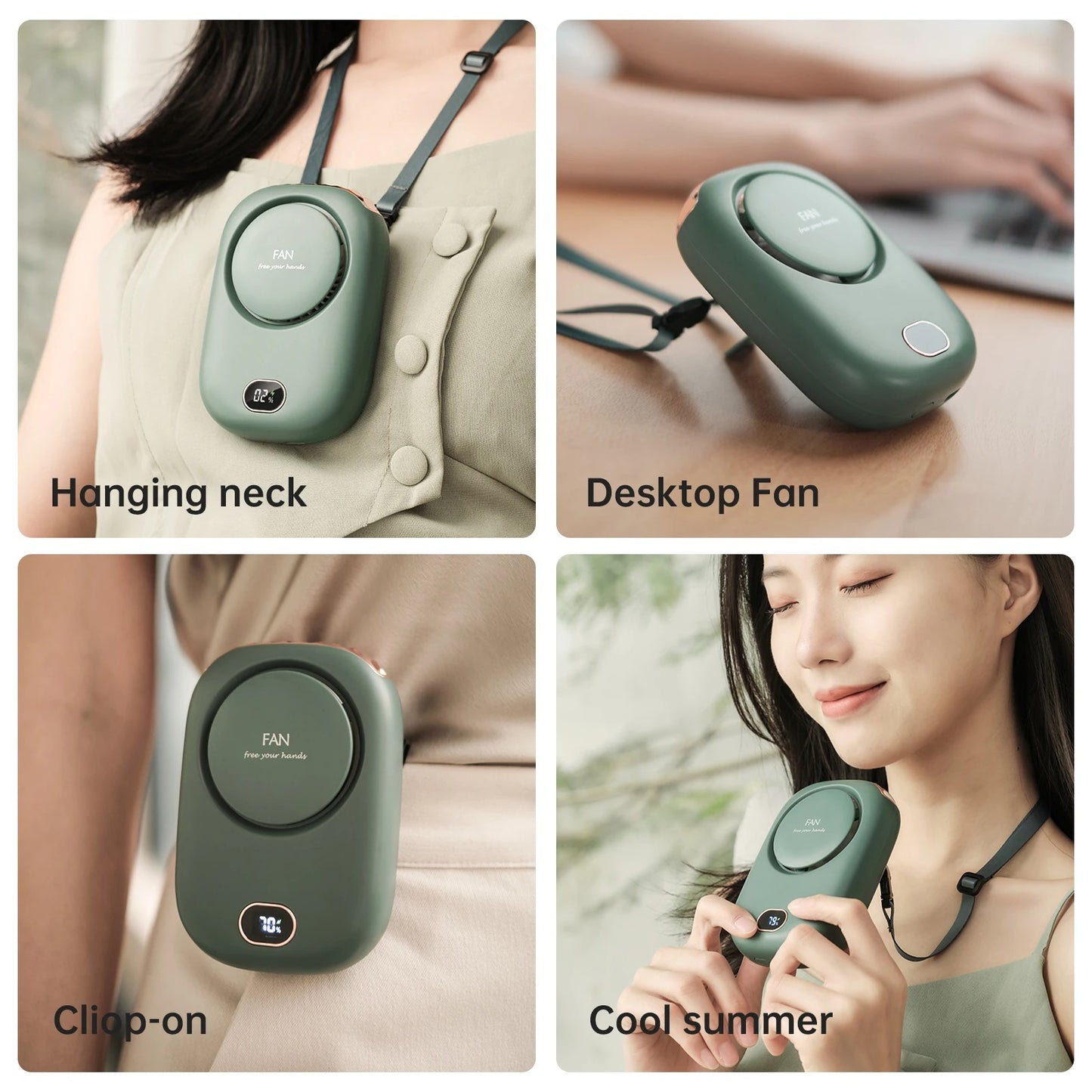 Portable Hanging Neck Fan Mini Fans with Adjustable Lanyard Bladeless USB