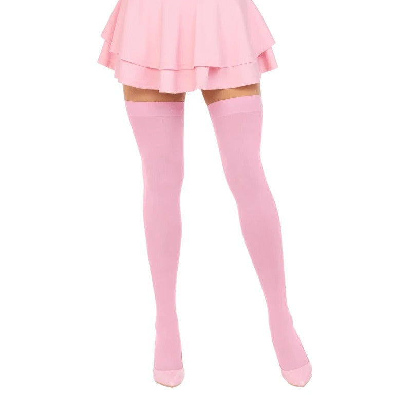Pink Solid Color Stockings for Women Clothing