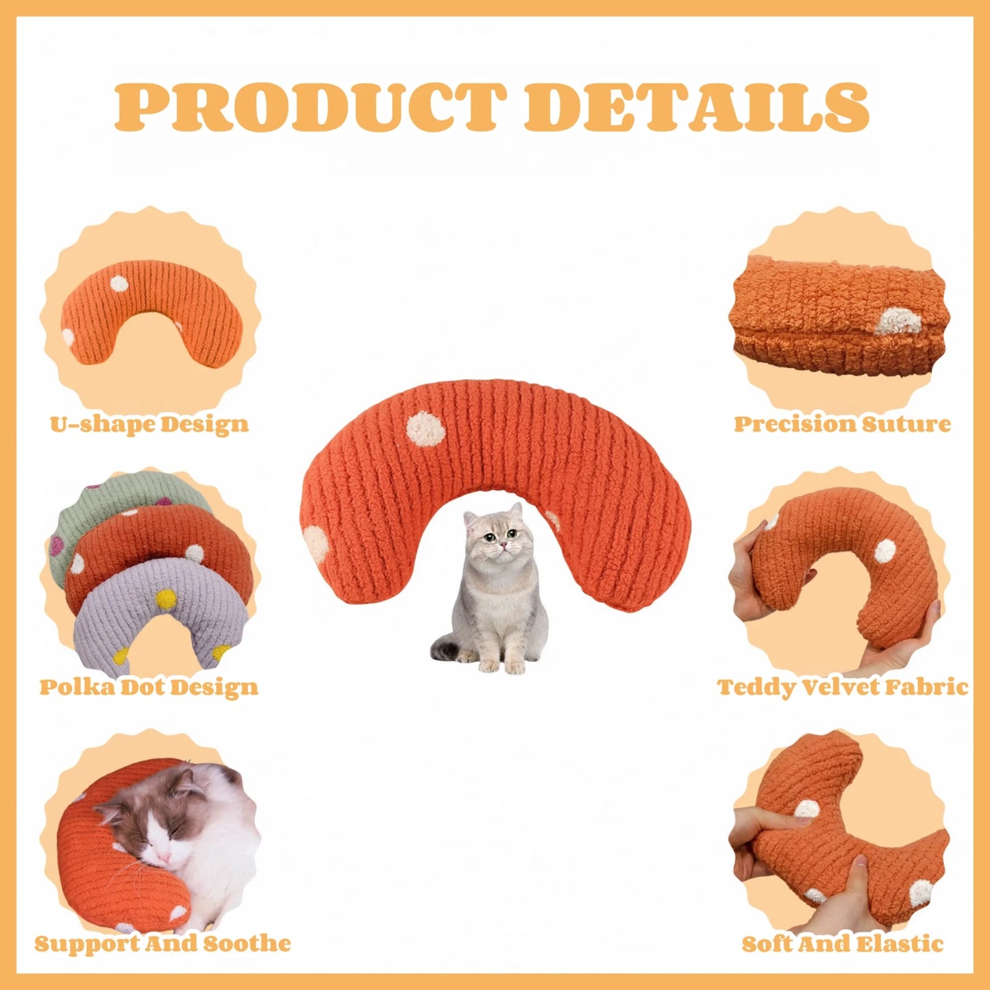 Cat Pillows for Indoor Cat and Puppy Dog Pillows U-Shaped