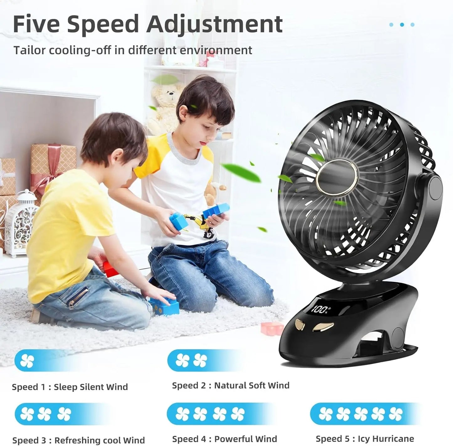 Small Desk Clip On Fan, Portable Personal USB Clip Fan For Home Office Travel Bed Stroller