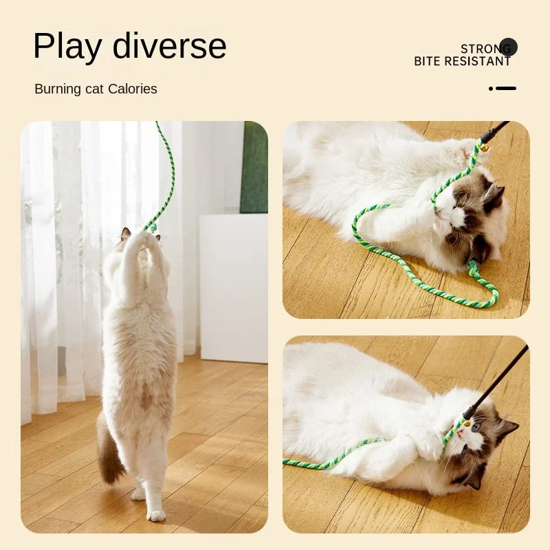 Simulation Feather Interactive Cat Toy Satin Ribbon