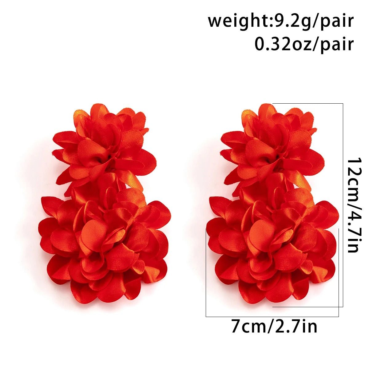 Exaggerated Red Petal Flower Drop Earrings