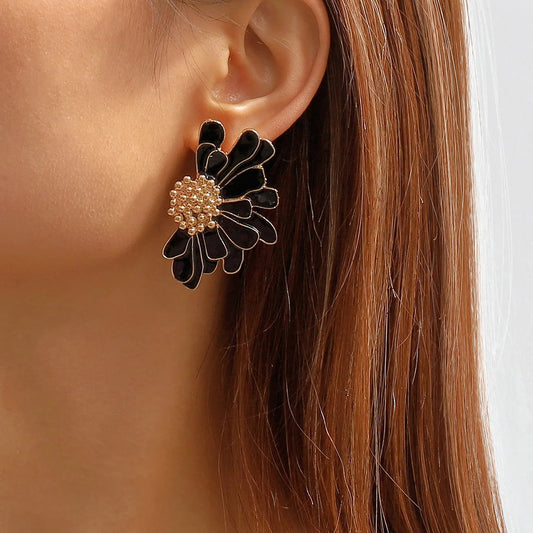 Boohoo Colorful Big Flower Petal Irregular Stud Earrings