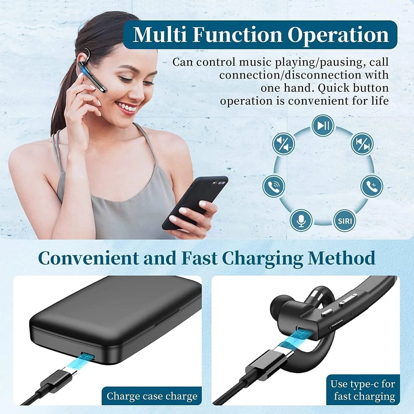 Bluetooth Earphones 5.3Wireless Handsfree Noise Canceling