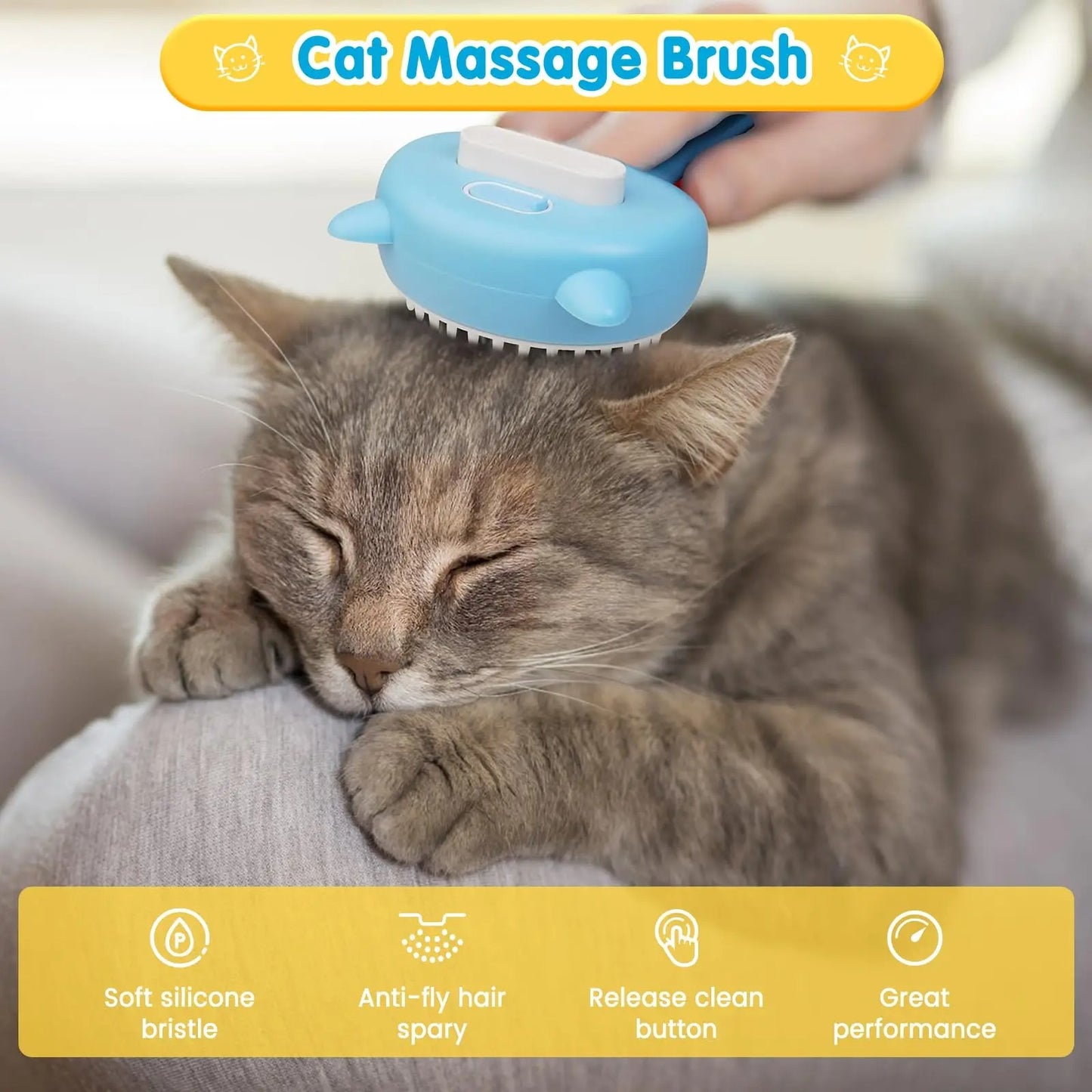 Cat Steam Brush 3 in 1 Pet Hair Grooming Tool Supply