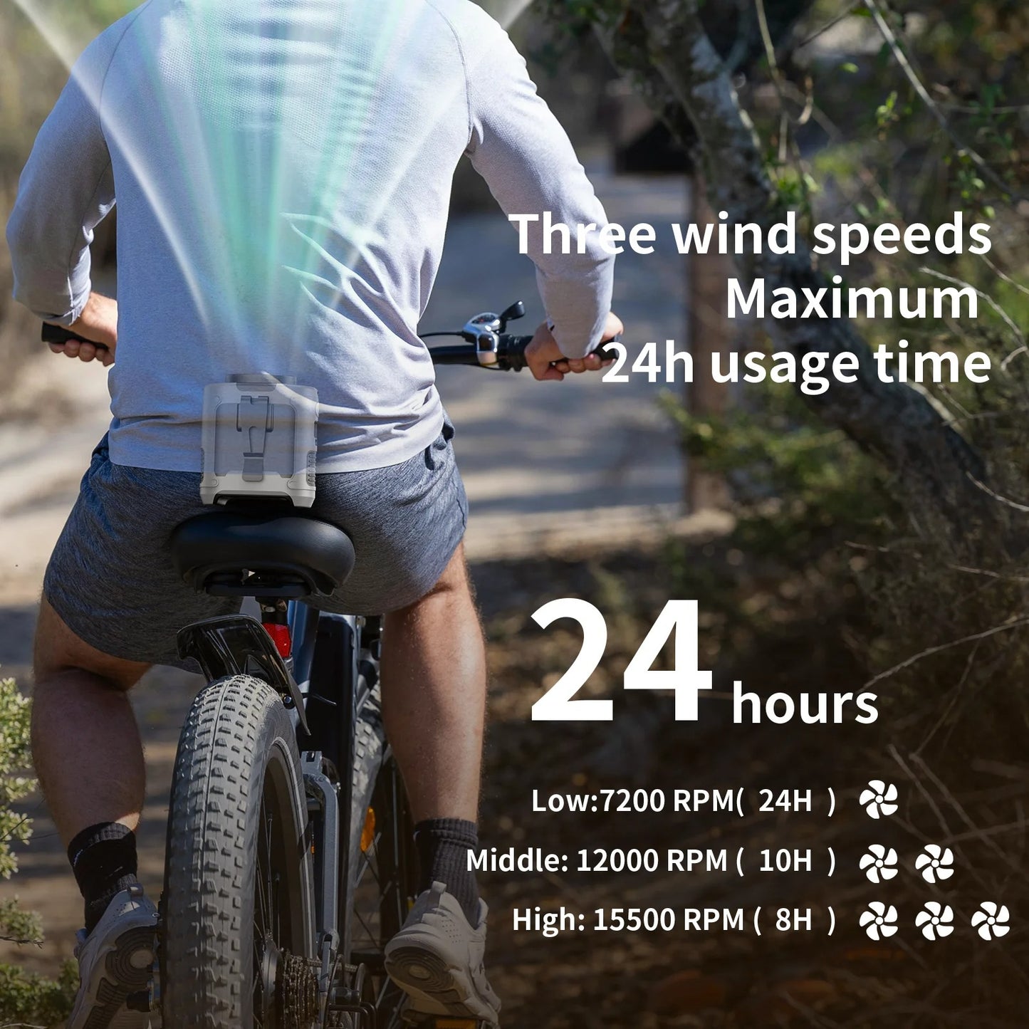 20000mAh Outdoor Portable Waist Fan Hanging Neck Fan Strong Wind