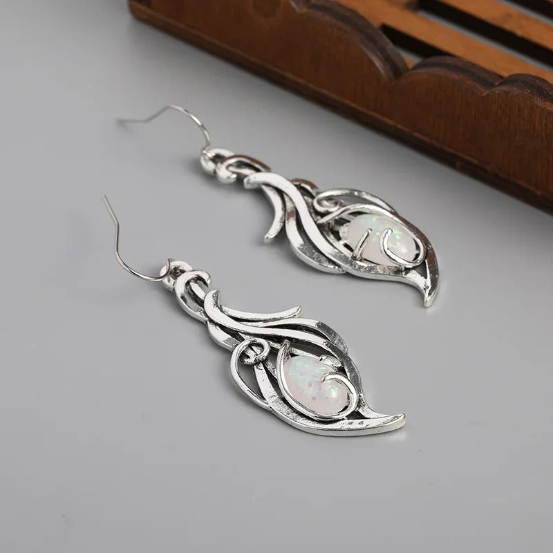 Charming Oval Fire Opal Earring For Women Silver Color Drop Earrings
