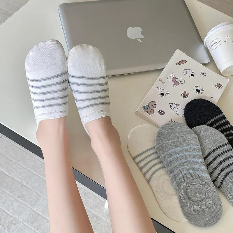 Women's Stripe Socks Thin Cotton Summer