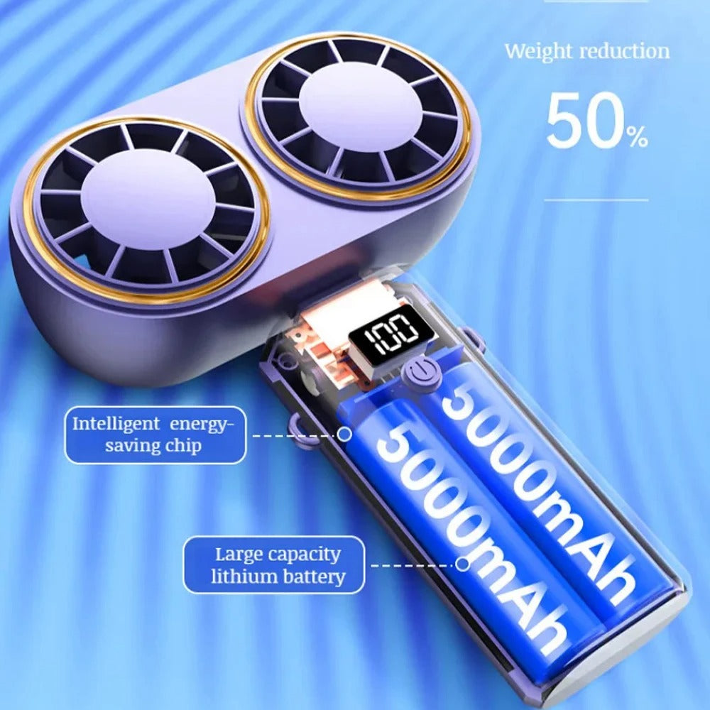 Handheld Personal Fan Compact Rechargeable Dual Fan Cooler Rechargeable